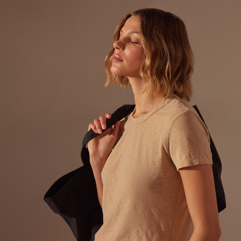 Sheer Slub Crew Neck Tee - Sand Dune