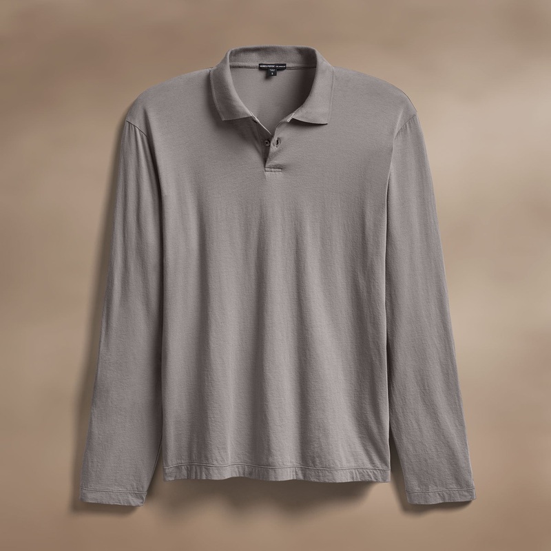 Luxe Lotus Jersey Long Sleeve Polo - Wolf