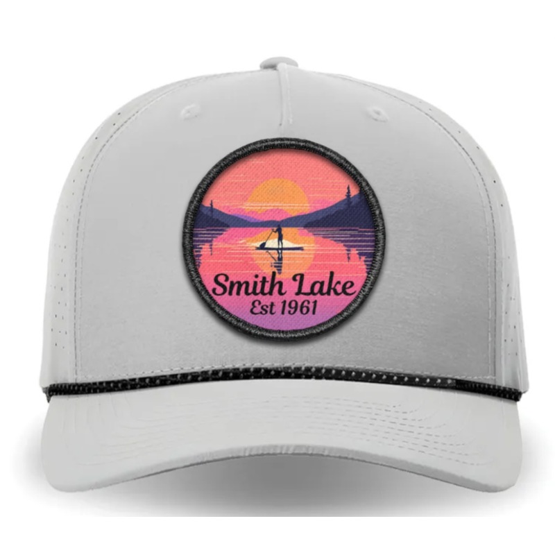 Smith Lake Paddle to the Sunset Twill Patch Performance Gray Rope Cap