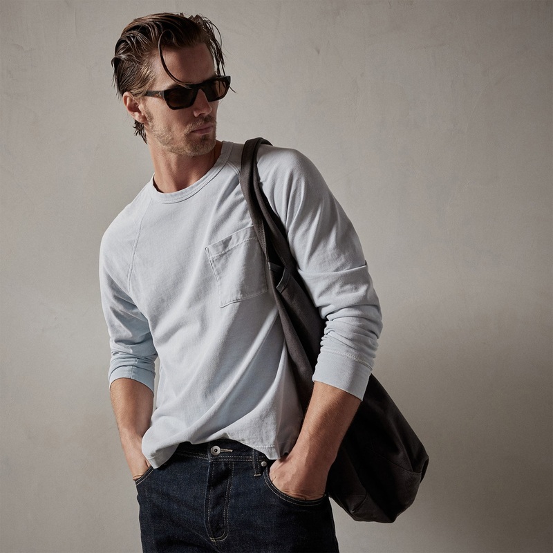 Cotton Jersey Pocket Raglan - Baby Blue Pigment