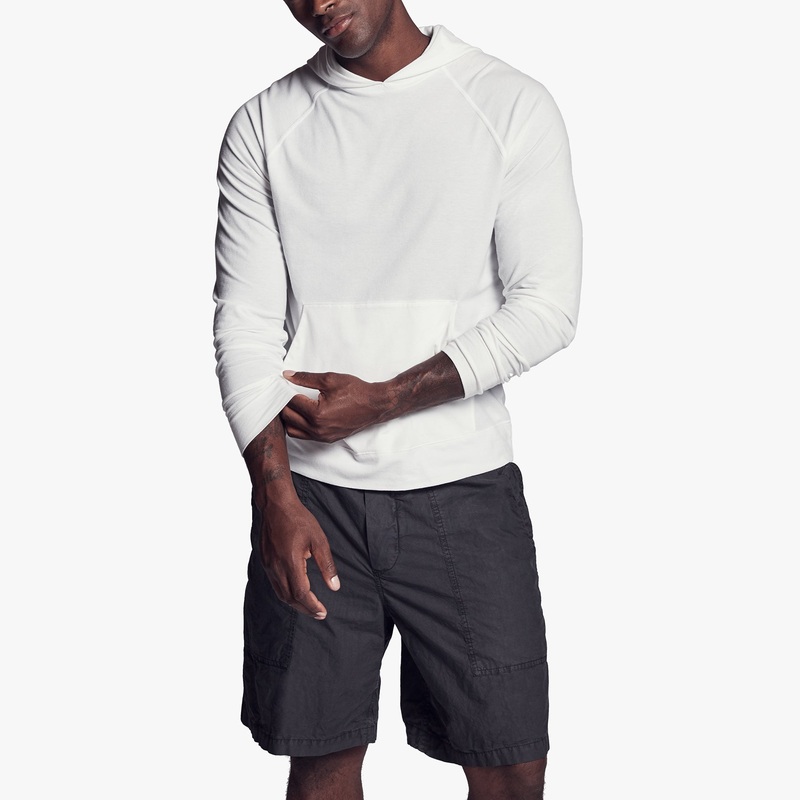 Brushed Stretch Jersey Hoodie - White