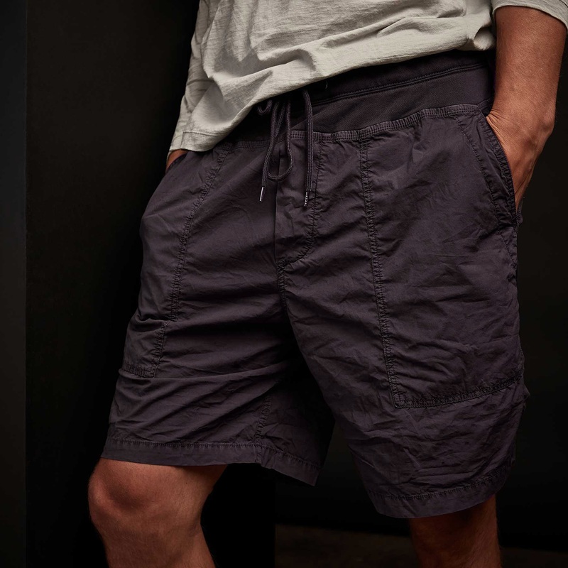 Mixed Media Stretch Poplin Short - French Navy
