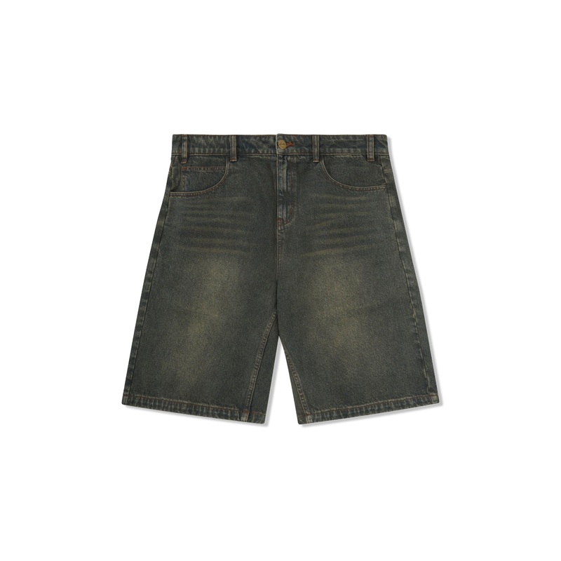 BUTTER - WARPED DENIM SHORTS - DIRTY WASH INDIGO