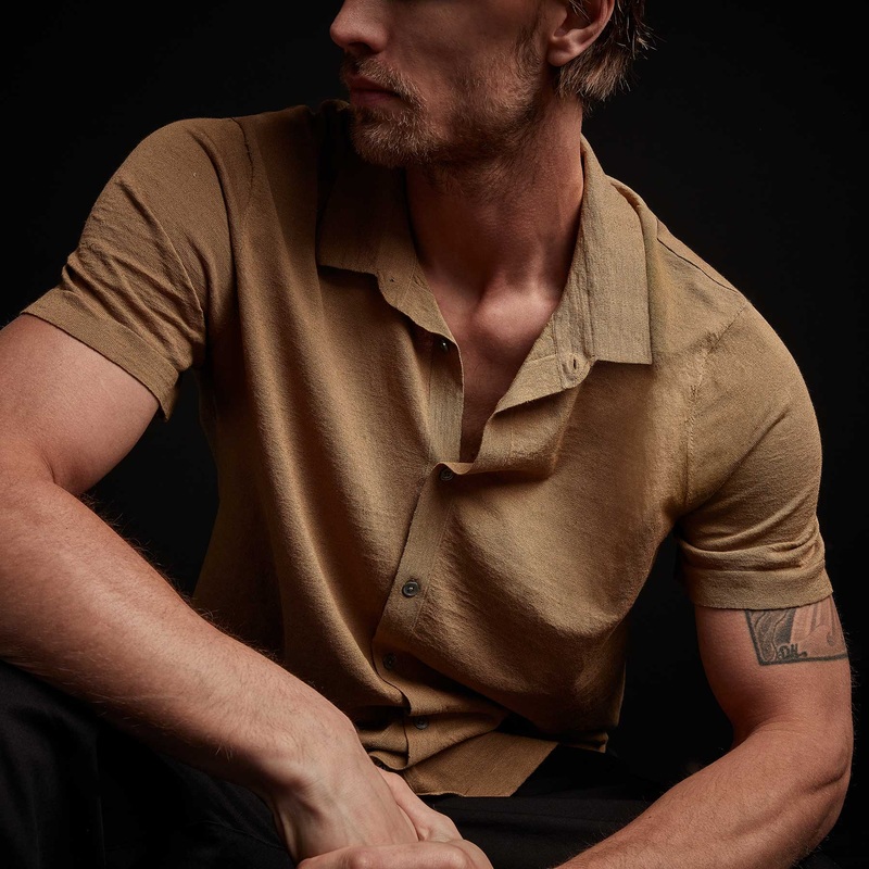 Linen Blend Knit Shirt - Bronze