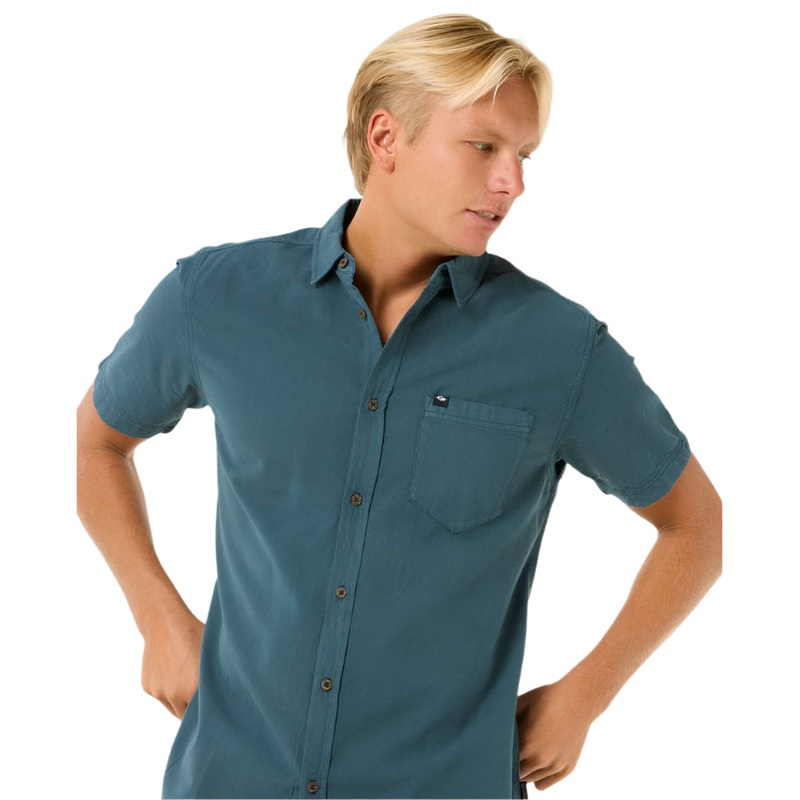 Rip Curl Classic Surf Washed Short Sleeve Shirt Pine Night