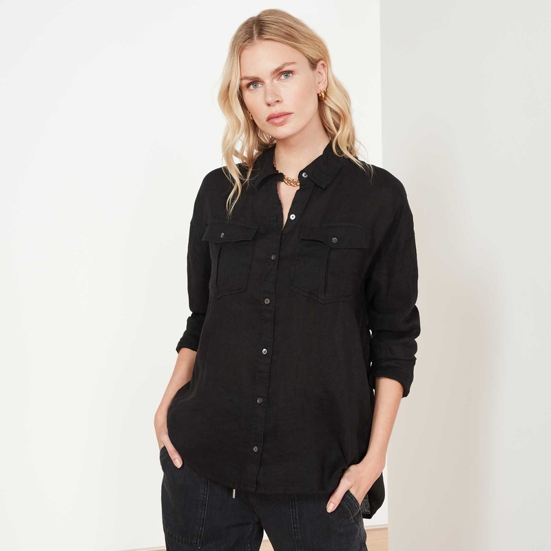 Casual Linen Shirt - Black
