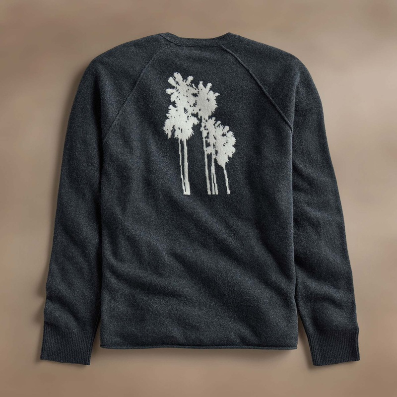 Palm Tree Cashmere Raglan - Coal/Off White