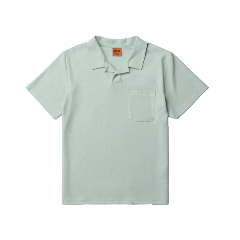 Rhythm Vintage Terry Polo Men's S/S Dress Shirt - Seafoam