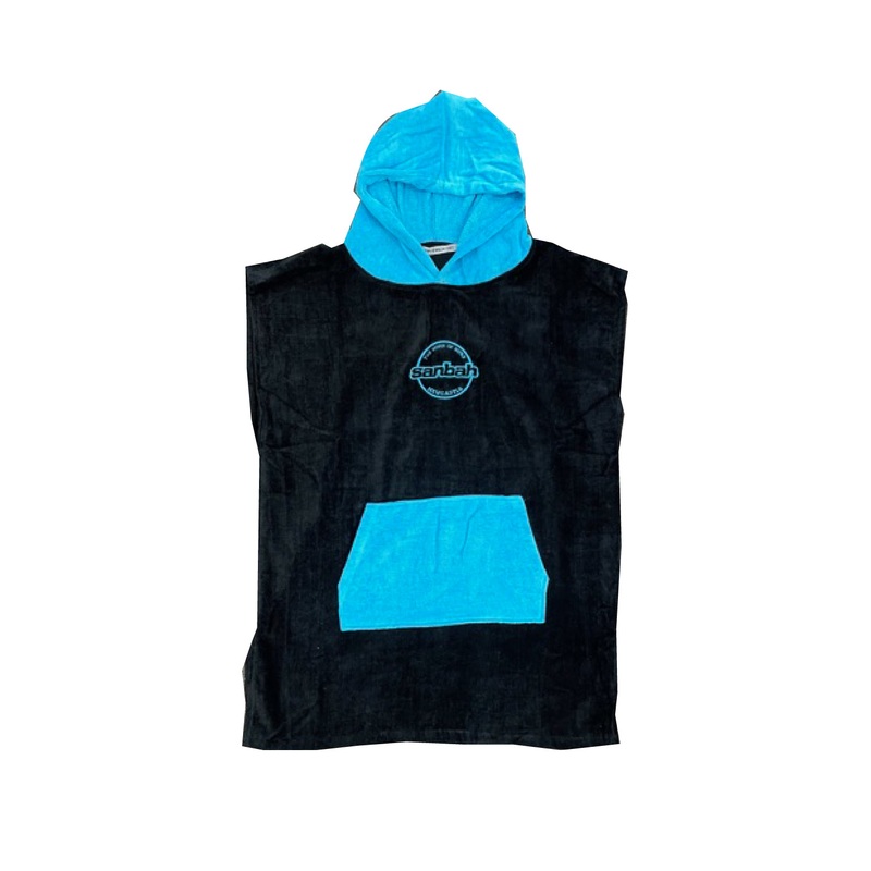 Sanbah Youth Hooded Poncho Towel - Black/Blue