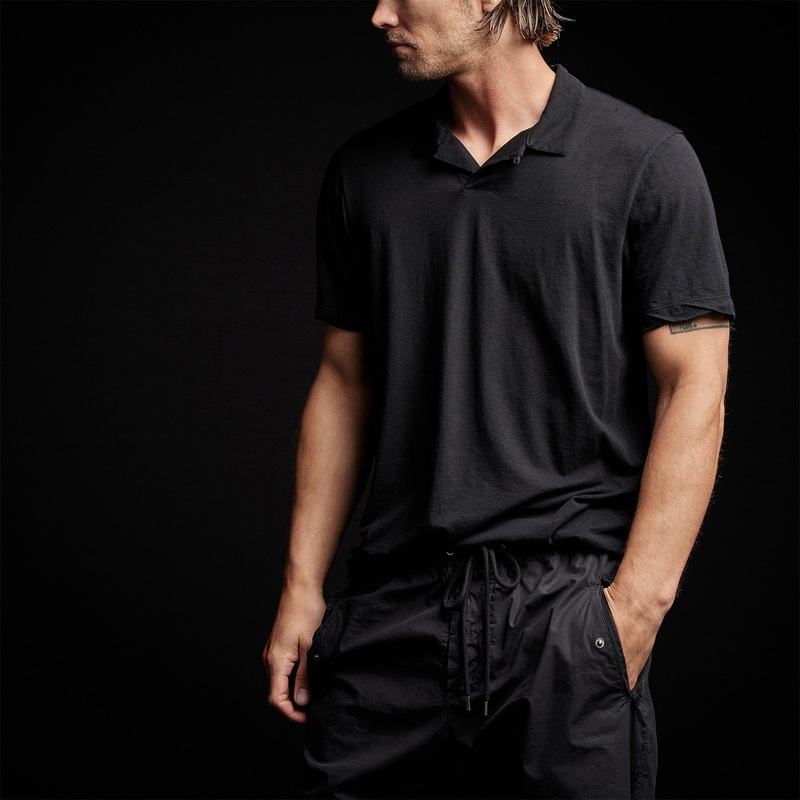Cotton Linen Polo - Black