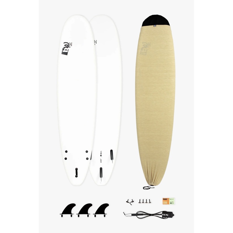 BW SOFT 8'0" BEGINNER PACK | Softboard + Leash + Fins + Wax + Boardsock