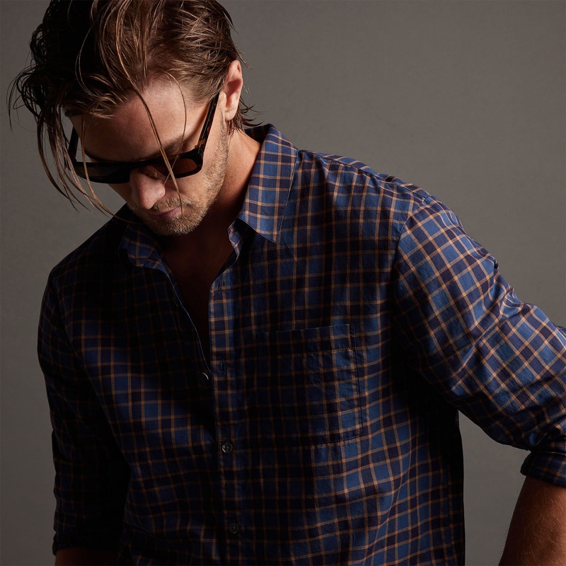 Cotton Plaid Shirt - Maine/Navy