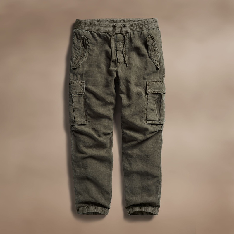 Textured Linen Flight Pant - Army Green