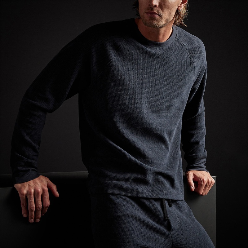 Thermal Knit Raglan Top - French Navy