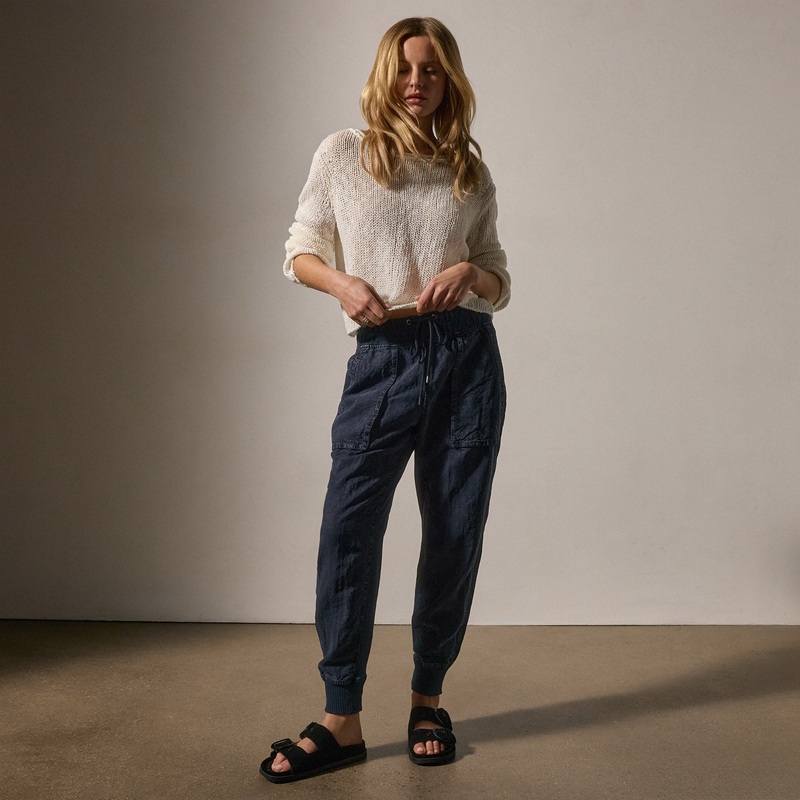 Linen Mixed Media Pant - Classic Navy