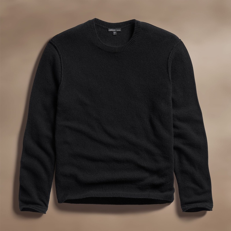 Soft Featherweight Cashmere Crew - Black