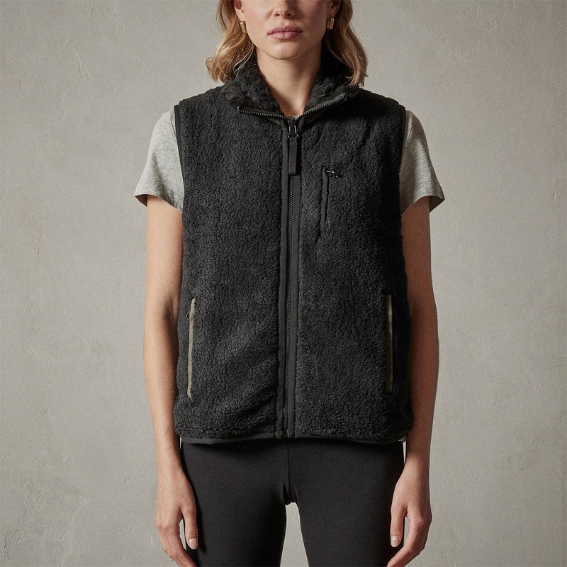 Side Zip Sherpa Vest - Black