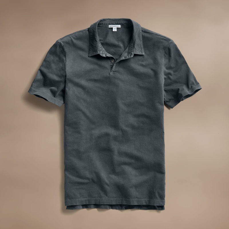 Sueded Jersey Polo - Asphalt Pigment