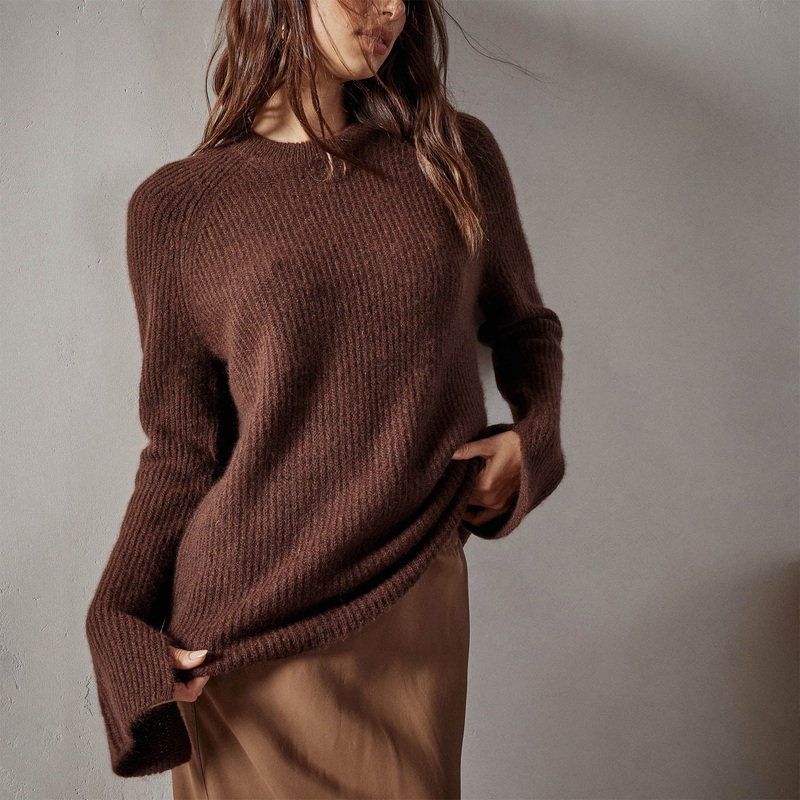 Rib Raglan Crew Sweater - Americano