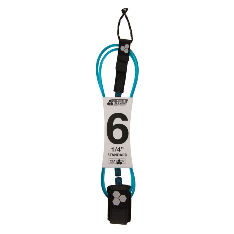 Channel Islands Standard Hex Cord Leash-Black/Blue-6' x 1/4"