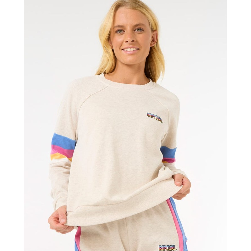 Rip Curl Las Dalias Raglan Crew Sweatshirt-Oatmeal Marle