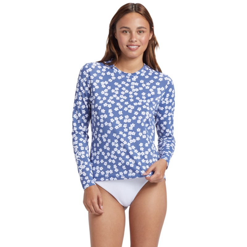 Roxy Sea Skippin PT L/S Rashguard-Bijou Blue Floral Delight