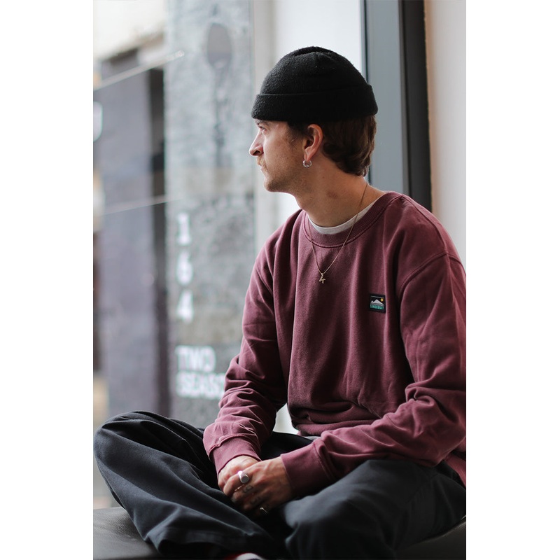 BamBooBay Journey Crew Sweatshirt Stone Washed Burgundy
