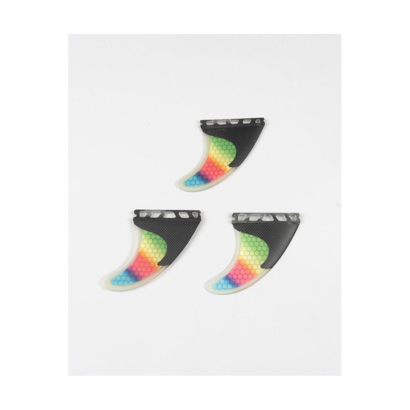 Single Tab Fin - Set 3 - Honeycombe/Carbon - Rainbow