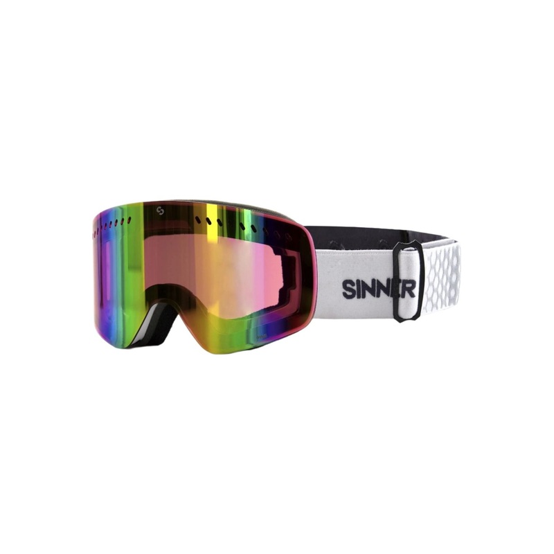 Sinner Pine Goggles Matte White Pink Mirror Lens