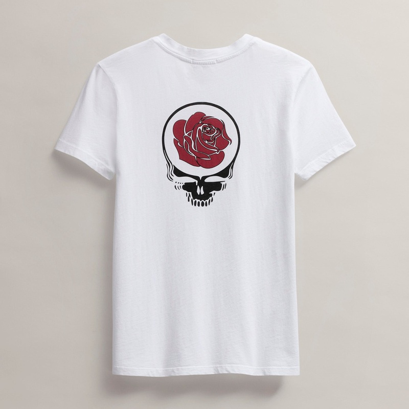 Women's Grateful Dead Rose Short Sleeve Crew - White/Red