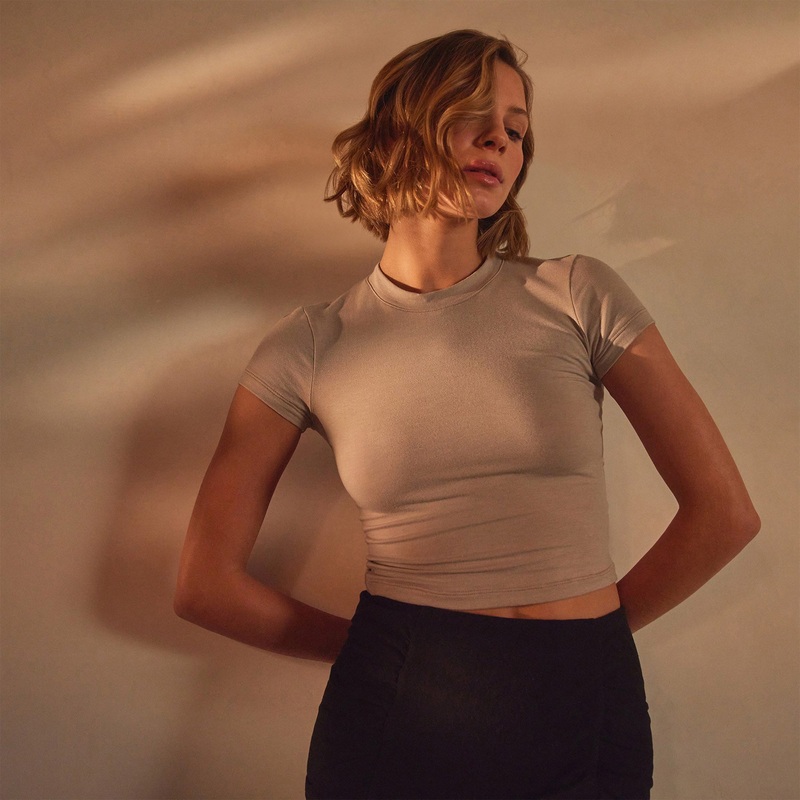 Short Sleeve Cropped Tee - Nude