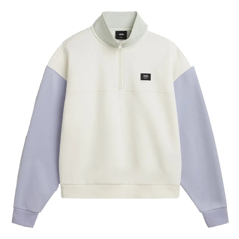 Vans Colourblock Half Zip Mock Neck Sweatshirt - Marshmallow/Cosmic Sky