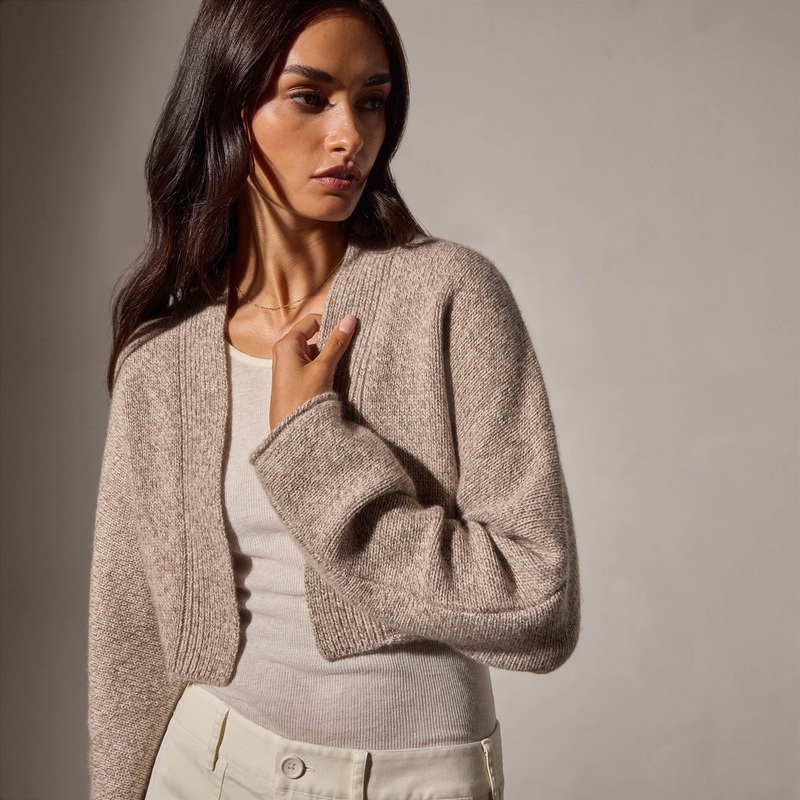 Cashmere Marled Bolero - Beige Marl