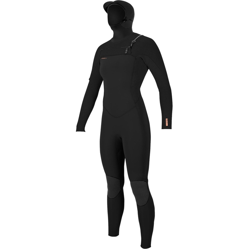 O'Neill Womens Hyperfreak Wetsuit 5/4+ Chest Zip with Hood In Black