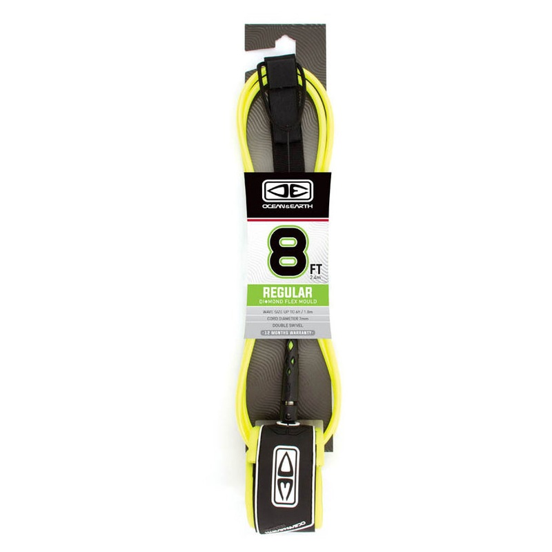 Ocean & Earth Regular Moulded Leash 8ft - Yellow