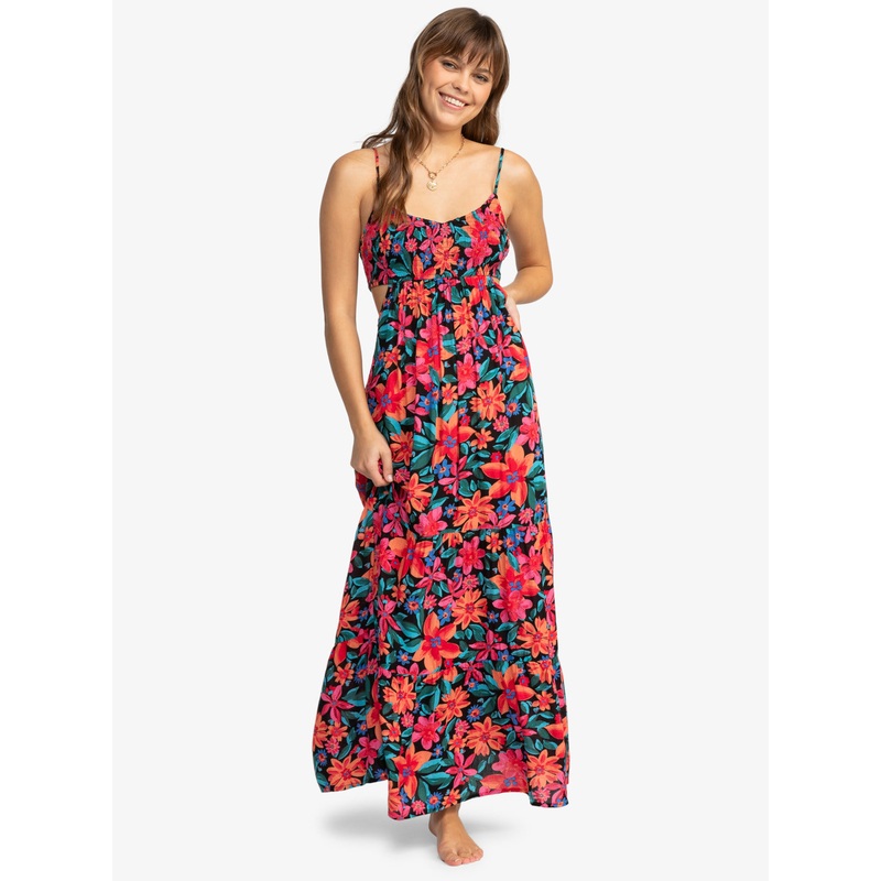 Roxy Hot Tropics Maxi Printed Dress-Anthracite Floral Fiesta Big