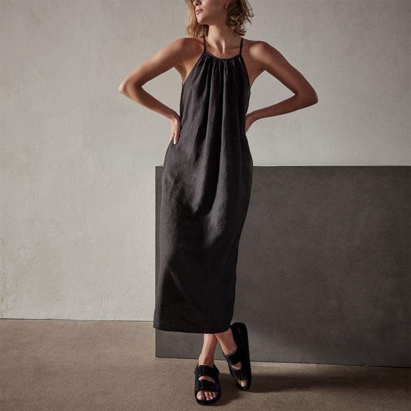 Linen Sun Dress - Black