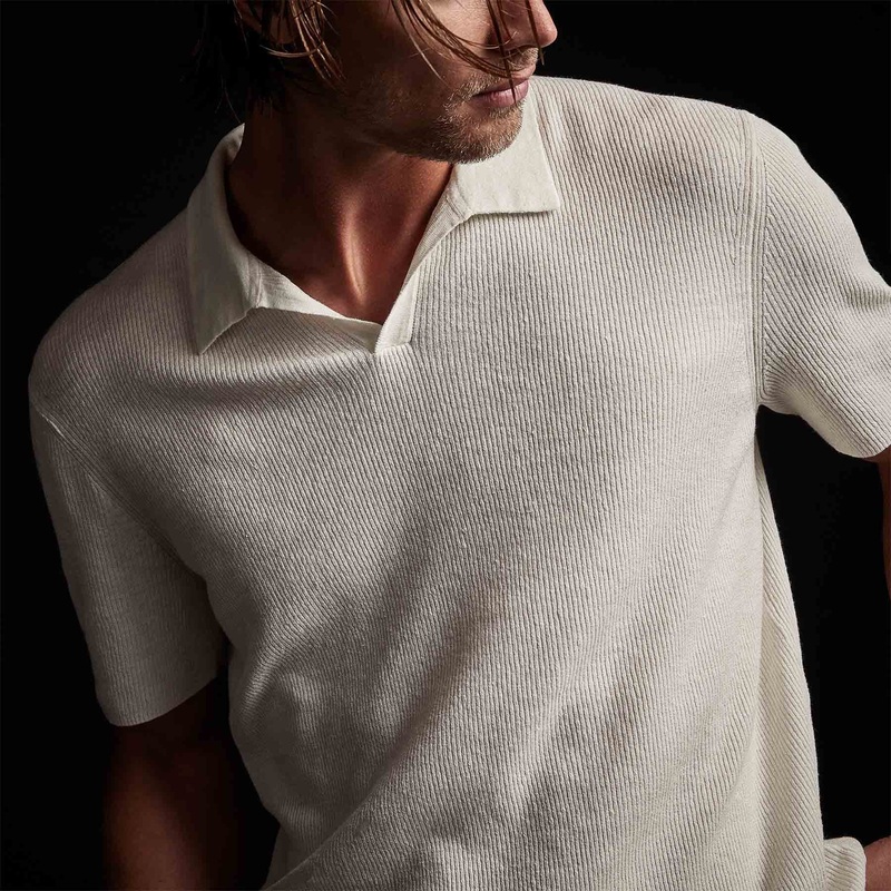 Ribbed Linen Mojave Polo  - Celadon