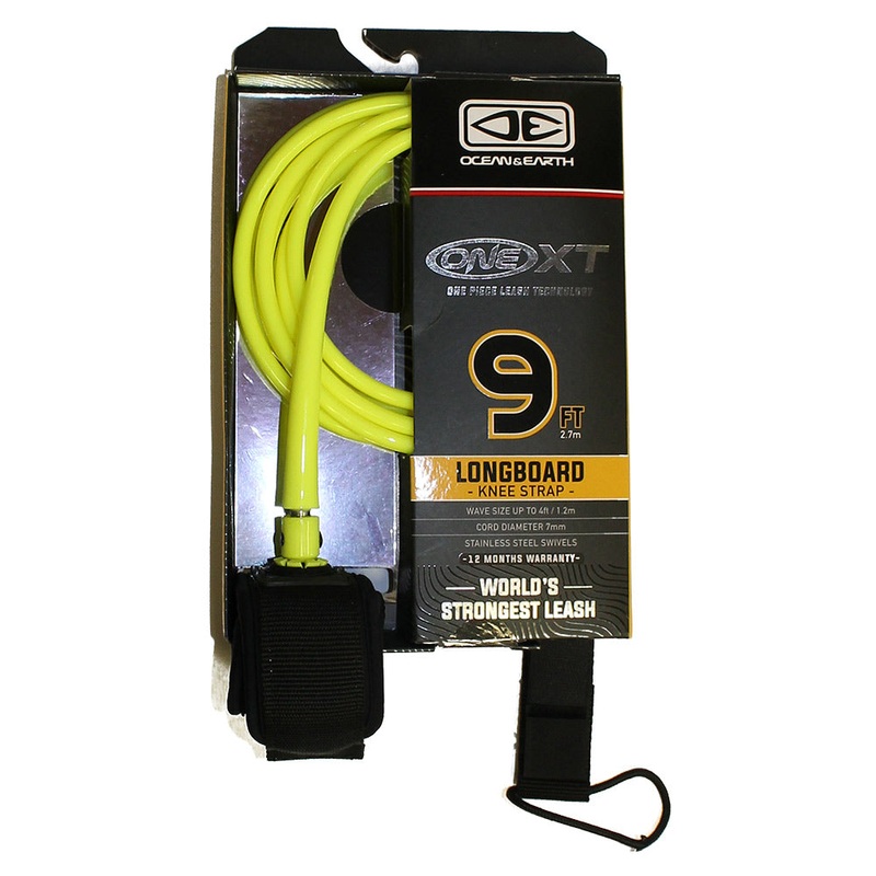 Ocean And Earth Premium One-XT Longboard Knee Leash - 9ft Yellow