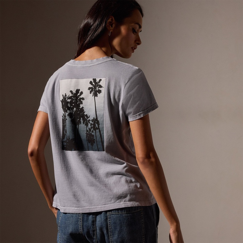 Ombr Palms Graphic Tee  - Breeze Pigment/Grey