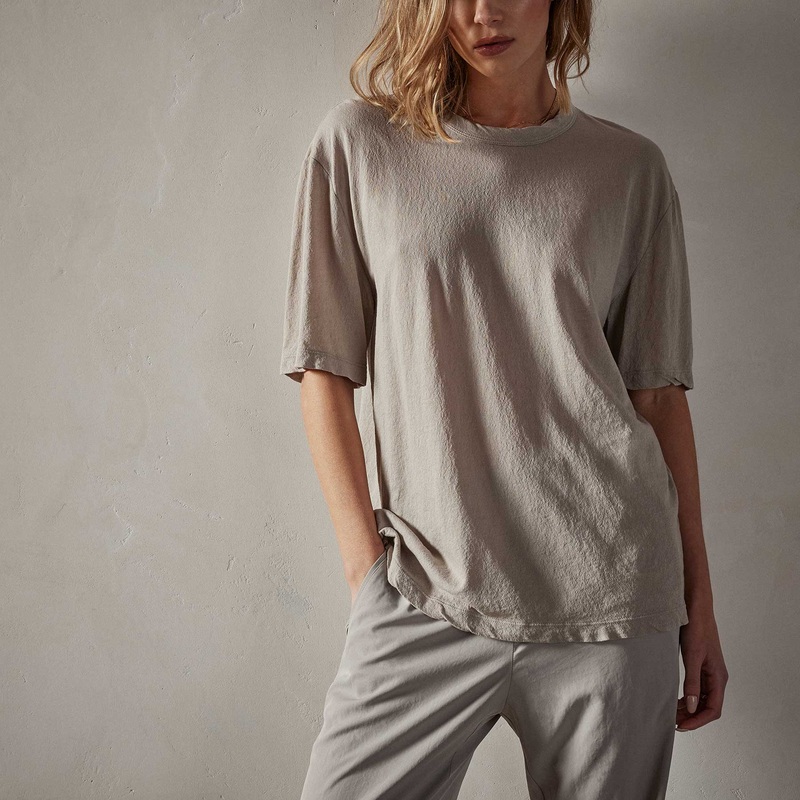 Crepe Jersey Oversized Short Sleeve Crew - Silt