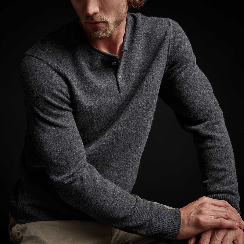 Recycled Cashmere Henley - Anthracite