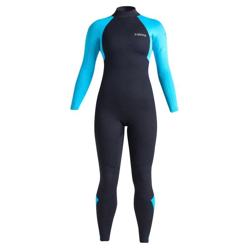 C-Skins Women's Surflite 3/2mm Back Zip Wetsuit - Raven Black/Cyan/Azure