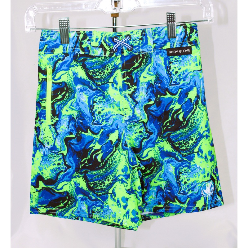 Body Glove Boys Swim Trunks 4-7 Blue/Lime