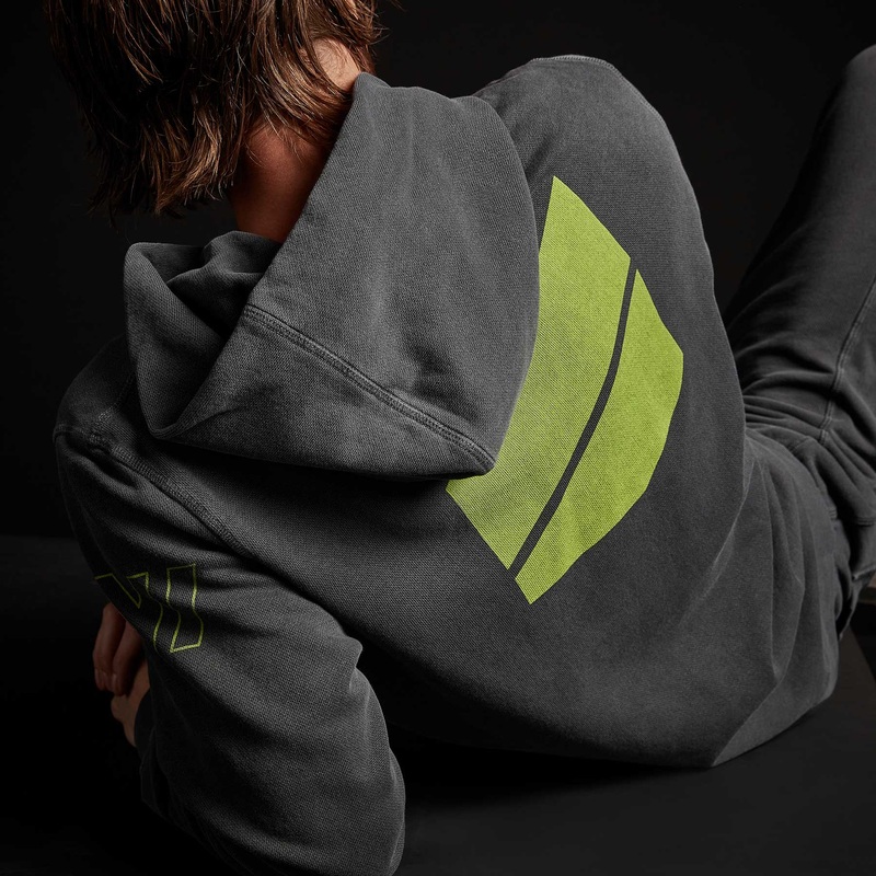 French Terry Pullover Hoodie - Magma Pigment/Bright Neon