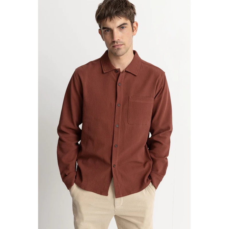 Rhythm Textured Long Sleeve Shirt Clay