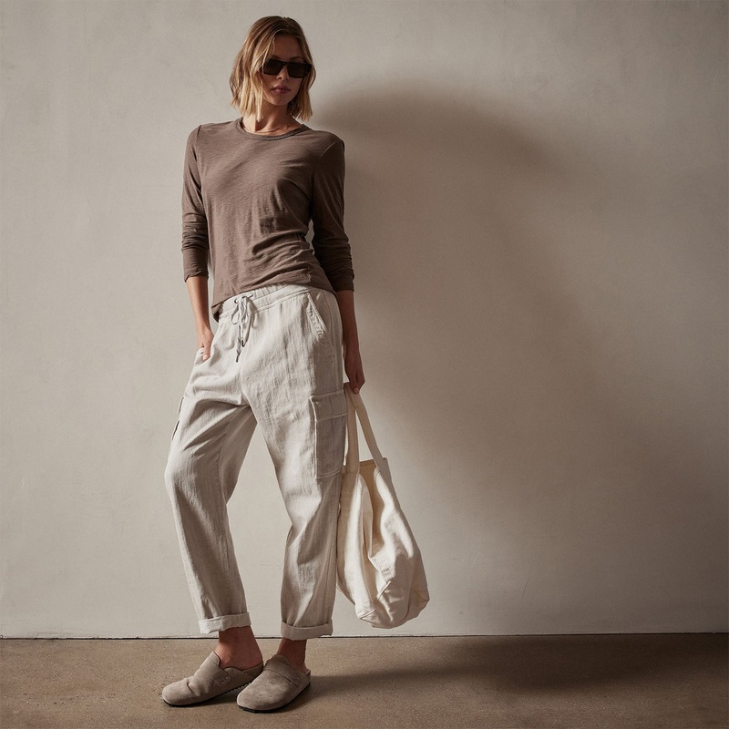 Sheer Slub Long Sleeve Crew - Burro