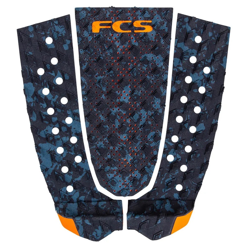 FCS T3 3 Piece Deck Pad - Blue Fleck/Orange