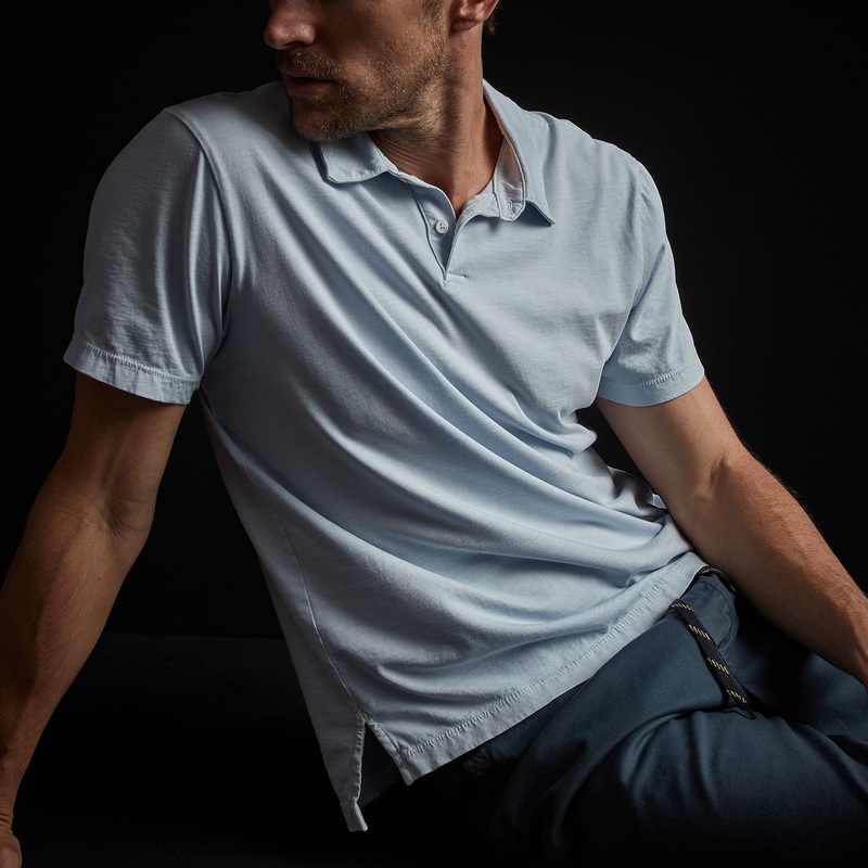 Sueded Jersey Polo - Powder Blue Pigment