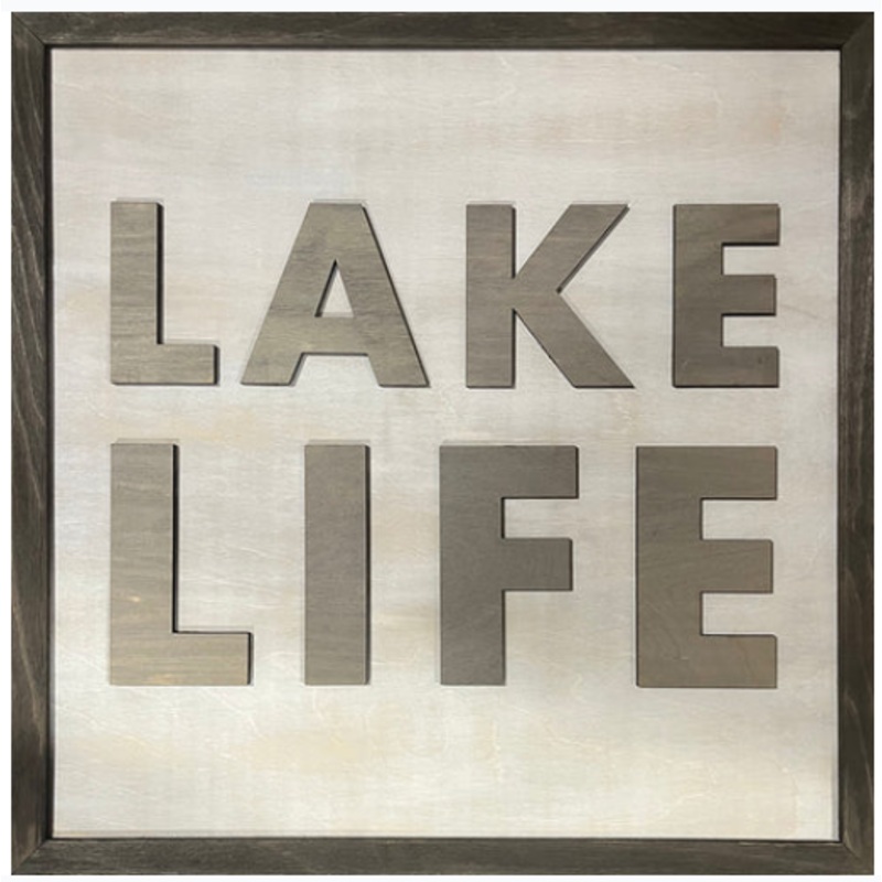 Wood Word Art Sign - LAKE LIFE - 24" x 24"  2